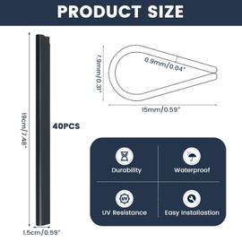 Mounting Clips PVC Clamp Bars for Privacy Screen Strips – Pack of 40 Mounting Clips Privacy Screen / Wind Protection Privacy Screen Strips for Double Rod Mats Garden