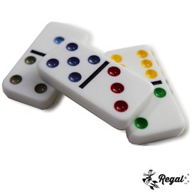 Regal Games Double 6 Colored Dot Dominoes with Reusable Collectors Tin