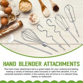 Hand Mixer Beaters Fits for Cuisinart Stainless Steel Left and Right Turbo Style Beaters,Wire Egg Whisk,Liquid Blending Rod,Dough Hooks-CHM Series Hand Mixer CHM-3 CHM-7PK HM-50 HM-70,Set of 6