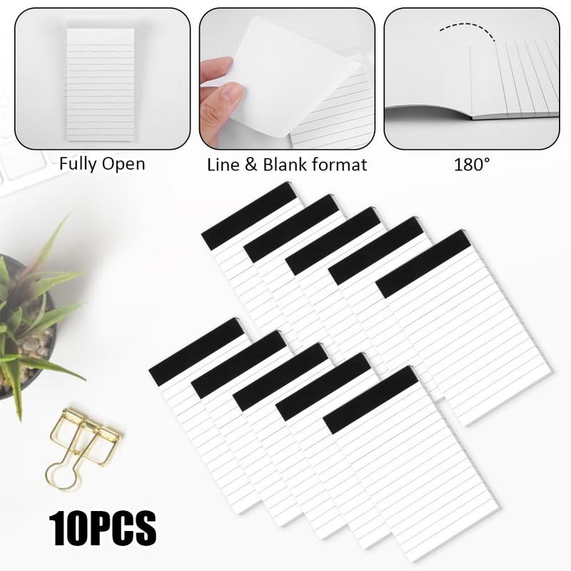 EXIN DEHCEN 10 Stück Notizblock A7, Kleine Notizblöcke, Liniert Nachfülleinlagen