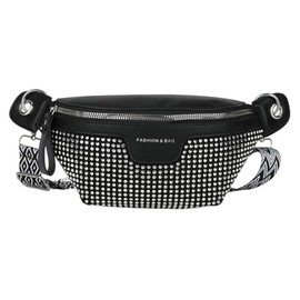 AuSion Casual Faux Leather Crossbody Sling Bag for Women – Fashionable Waist Pack with Studded Design & Secure Zipper Pockets for Hands-Free Convenience