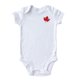 Baby Canada Unisex Short Sleeve Bodysuit - Canada Day Maple Leaf Baby Bodysuit, L1 White (9M)