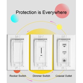 Light Switch Guard, ILIVABLE Child Proof Rocker Switch Plate Cover Prevents Kids or Accidental Turned On/Off Switch While Allowing Access (Clear, 6 Pack)
