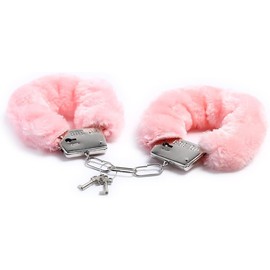 Stainless Steel Pink Fluffy Handcuffs for Ankles and Wrist with Chain Set Fuzzy Sweater Hand Cuff Set for Adults Bedroom Hand Cuffs for Women Couples H-11332
