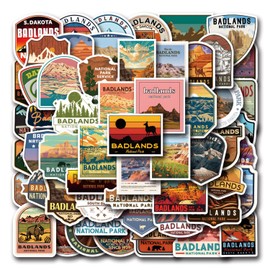 55Pcs National Parks Sticker Pack, Outdoor Nature Camping Hiking Inspired Waterproof Vinyl Decals for Water Bottles Laptop Car, Travel Adventure Partks Sticker