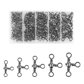 SHADDOCK 3 Way Fishing Swivels Kit, 90pcs T-Shape Triple Swivel Connector Crossline Three Way Swivels Triple Swivel Snaps Tackle for Freshwater Saltwater Fishing