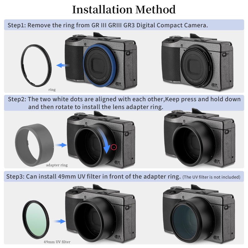 Haoge LAR-GR Lens Filter Adapter Ring for Ricoh Ricoh GR
