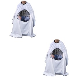 Baluue 2pcs Salon Hair Cutting Cape Viewing Window Lightweight Hairdressing Gown for for Phone Access White
