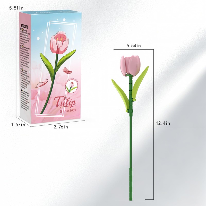 LYNGVA SAIRO Pink Tulip Flower Bouquet Building Block Set