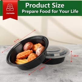 tropipak Meal Prep Containers Reusable 10 Pack-30 oz Food Storage Containers with Lids To Go Food Containers Takeout, Microwave Dishwasher Freezer Safe, Stackable, BPA Free，Plastic Containers (Black)