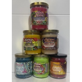 Smoke Odor Exterminator 13 oz Jar Candles Trippy Hippie, Assortment (6) Includes Rasta Love, Havana Nights, Mesmereyes, Hippie Love, Firece.