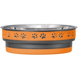 Loving Pets Corsa Dog Bowls- Stainless Steel Dog & Cat Bowls - Spill Proof Dog Food Bowl, Cat Bowl, Puppy Essentials & Pet Supplies Great for Home & Travel (Large 35-65 lbs, Inferno Orange)