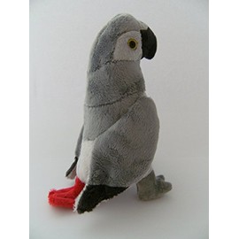 Soft Toy African Grey 20 cm, Cuddly Toy Bird Parrot