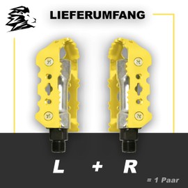 MTB Pedals Aluminium Non-Slip Bicycle Pedal Pair 9/16 Inch Thread for Mountain Bike/E-Bike/Trekking/City Bicycle Pedal Set Aluminium Bicycle Pedals EBike Bicycle Pedals Non-Slip Yellow