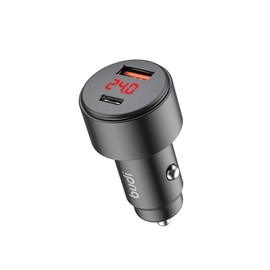 Budi - PD+QC3.0 Car Charger - 48W Smart Quick Charge - LED Display, Aluminum Shell