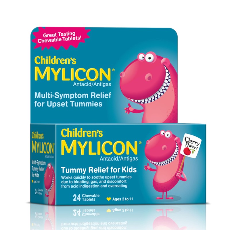MYLICON Children's Tummy Relief for Kids, 24 Cherry Flavored Chewable