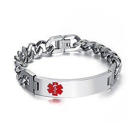 Charmed Craft Stainless Steel Medical Alert Bracelet For Men