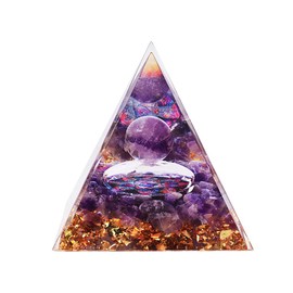Rolin Roly Positive Pyramid Gemstones Healing Stones Natural Home Decor Desktop Ornament Esoteric Gifts (Purple)
