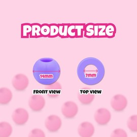 Beauty Town Silicone Soft Jelly Beads - 14mm XL Beads with 7mm Hole + 1 Beader - Soft Elastic Hair Beads for Braids, Jewelry, Keychains (Pink Assorted)