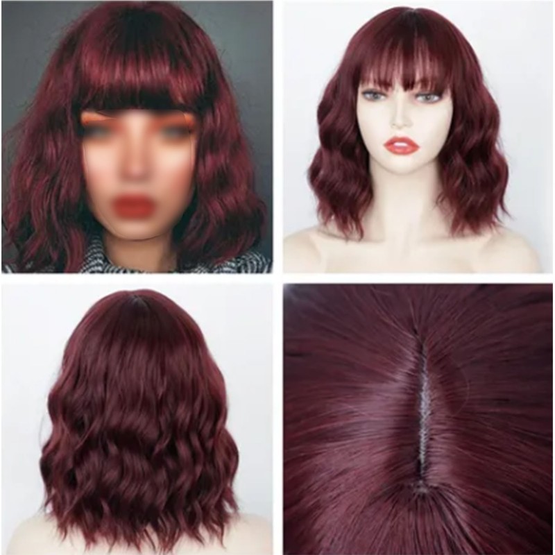 Women Wig Wine Red Button Hair Net Portable Compact Practical