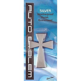 Christian Cross Weatherproof Large Auto Emblem - Silver