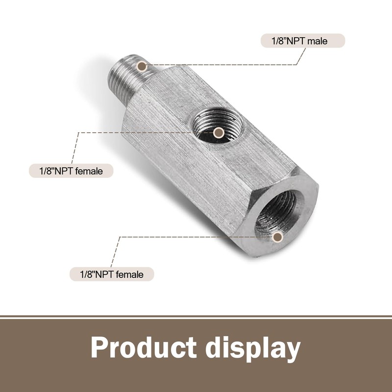 MLY 1 PC 1/8 NPT Tee Oil Pressure Sensor Adapter,