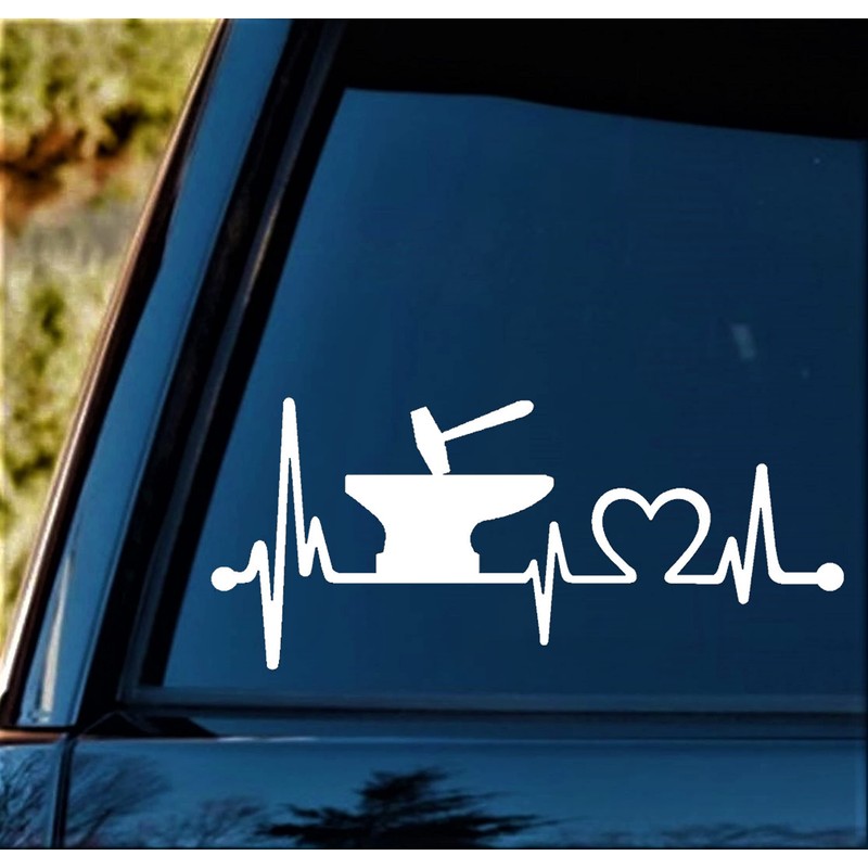 K1148 Blacksmith Anvil and Hammer Heartbeat Lifeline Monitor Decal Sticker