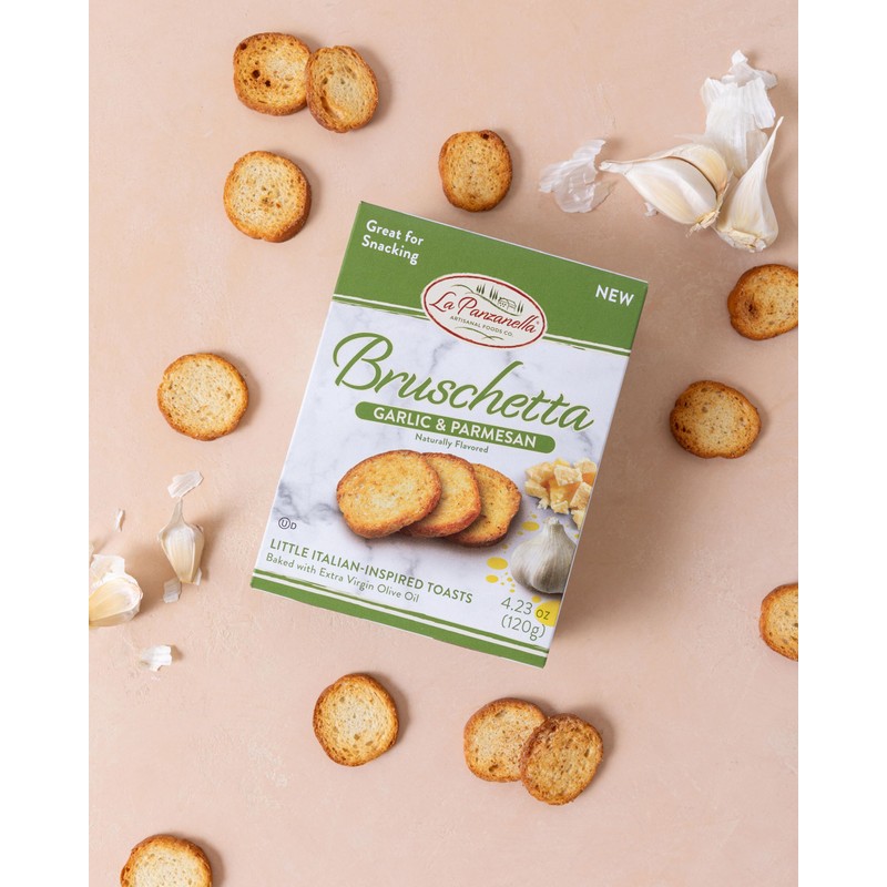 La Panzanella Garlic and Parmesan Bruschetta Crackers - Italian-inspired Toasts,