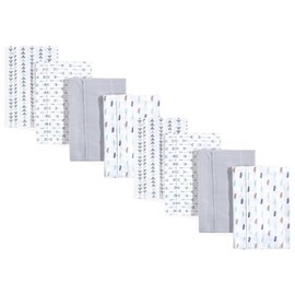 Luvable Friends Cotton Poly Flannel Burp Cloths Multipack, Boy Feathers 8-Pack, One Size