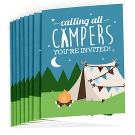 Big Dot of Happiness Happy Camper - Fill in Camping Baby Shower or Birthday Party Invitations (8 Count)