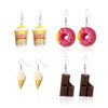 Anmpab 4 Pairs Imitation Cartoon Food Earrings Resin Popcorn Ice