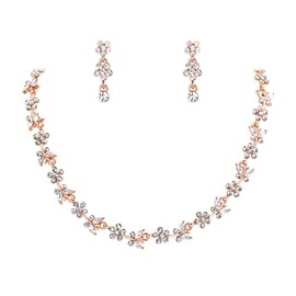 Clearine Round Crystal Rhinestone Butterfly Marquise Cluster Filigree Necklace and Dangle Earrings for Prom Emerald Color Black Tone, Crystal, Rhinestone