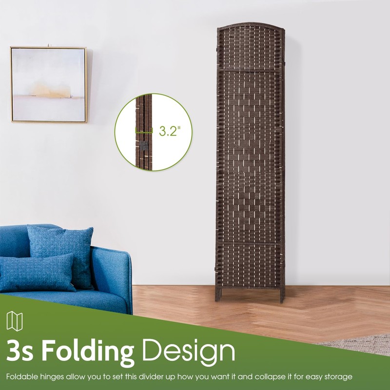 FDW Room Divider Folding Privacy Divider 6 Ft Indoor Wall