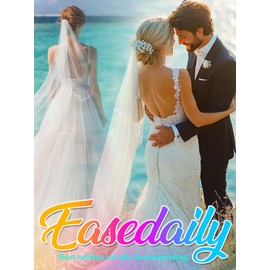 EASEDAILY Lace Wedding Veils White Short Waist Fingertip Length 1 Tier Bridal Tulle Veil with Comb for Women and Brides (Ivory)