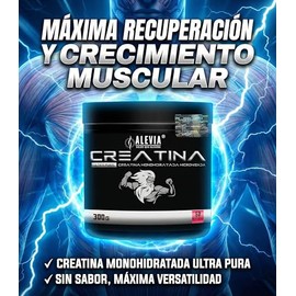 ALEVIA Creatina Monohidratada Micronizada Premium 300 g | 60 Servicios, 5 g por Porción | Creatina Pura Sin Sabor | Alta Disolución | Suplemento Depor