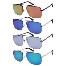 Edge I-Wear Retro Inspired Square Sunglasses w/Flat Color Mirror Lens 25154-FLREV-3(M.GM.m)