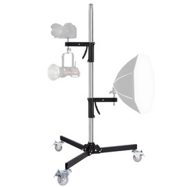Heavy Duty Light Stand with Casters, Wheeled Photography Pistol Grip Stand with 2 Grips, 8.5FT Adjustable Steel Light Stand with 1/4" 3/8“ 5/8" Screw for Studio Camera, Monolight, Softbox, Umbrella