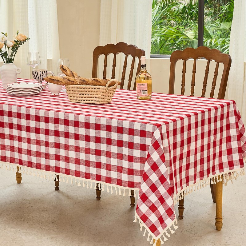 Midsummer Breeze Table Cloth Rectangle Table-Rustic Gingham Tablecloth Buffalo Plaid