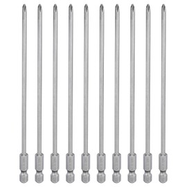 HARFINGTON 10pcs #1 Phillips Screwdriver Bit PH1 1/4" Hex Shank 6" (150mm) Long Magnetic S2 Steel Industrial Grade Screw Driver Bit Cross Head Electric Drill Bits 0.138" (3.5mm) Rod