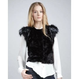 SKAIST TAYLOR Black Faux Fur Vest Size XS Small Neiman Marcus Target NWT