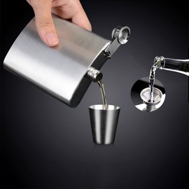 Furforstk Hip Flask 8 oz/220 ml Flask, Stainless Steel, Hip Flask, Small Hip Flask with Two Shot Glasses and Funnel, Hip Flask, Gift for Men, Gift for Men, Best Man