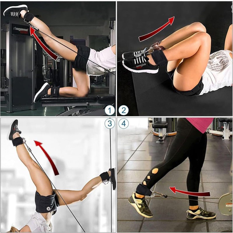 Fitness Ankle Straps for Cable Machines, 4 Pack Comfortable Adjustable