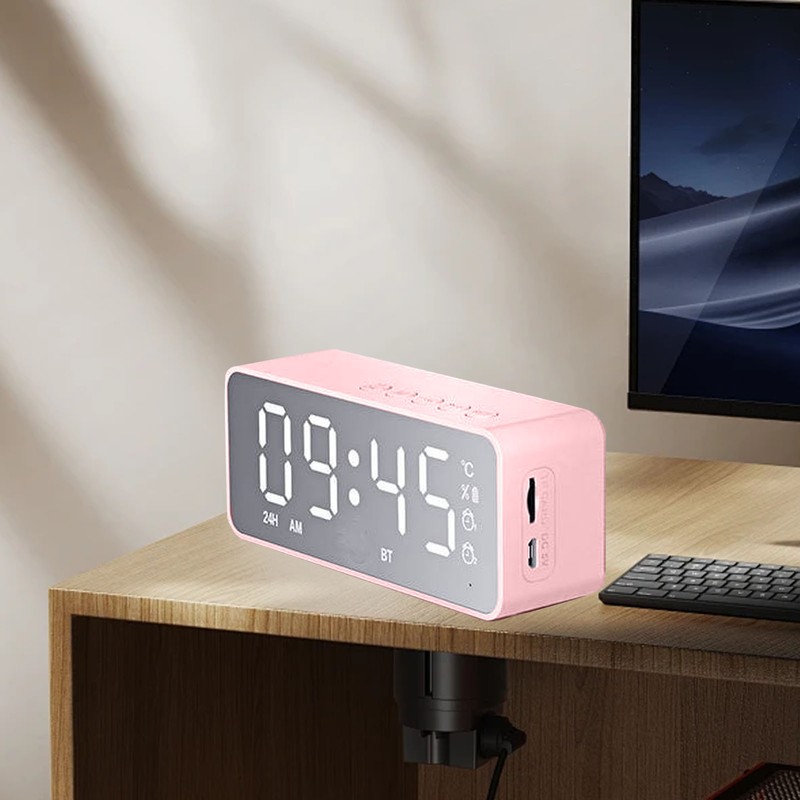Bluetooth Speaker Alarm Clock Multifunction Electric Alarm Clocks Mirror Surface