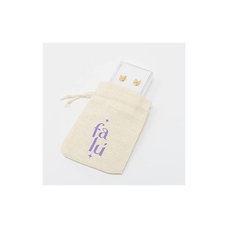 Aretes de Gato Gatito en Chapa de Oro de 22K