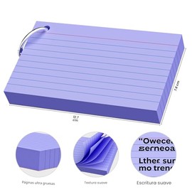 250 tarjetas de índice de colores de 3 x 5 pulgadas con llavero, tarjetas flash de peso pesado de 6.35 oz/m², 5 colores (50 hojas cada uno), toma de n