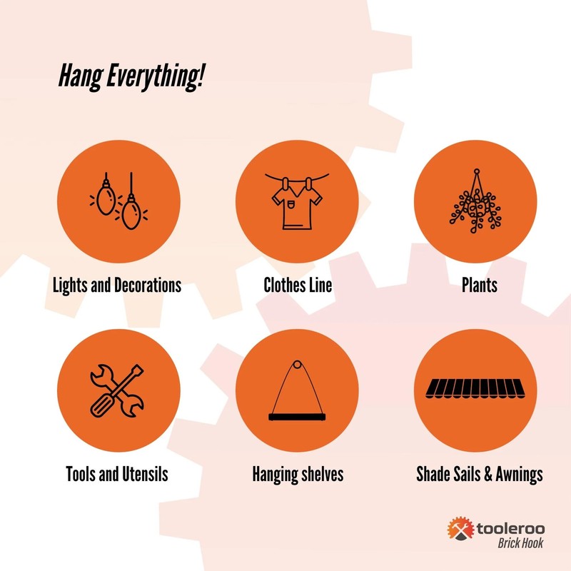 10 Pack 76mm (3") Brick Wall Hooks - Clips Hangers