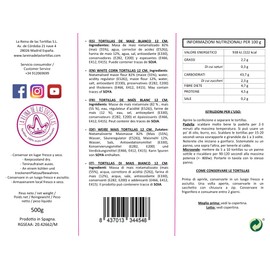 La Reina de las Tortillas, Tortillas Messicane di Mais Bianco, 100% Nixtamalizzate, Senza Glutine, Diametro 12cm, 23 Pezzi, 500g