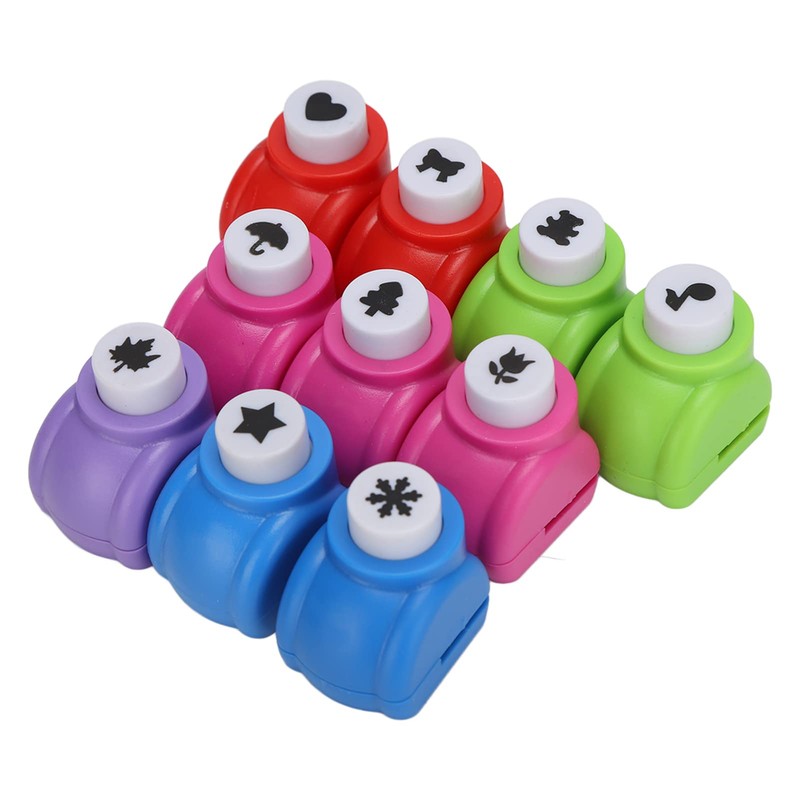 10pcs Craft Hole Punch Shapes Set, Mini Punches for Paper