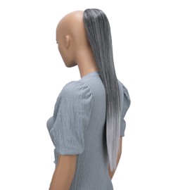 CAISHA 65cm Haarteil Mit Kordelverschluss Langhaar Zopf Pferdeschwanz Haarverlängerung Glatt Grau Mix PH613