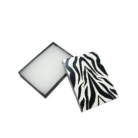 DBM IMPORTS 5-3/8x 3-7/8 Zebra Animal Print Cotton Filled Batting Jewelry Gift Boxes - 10Pc